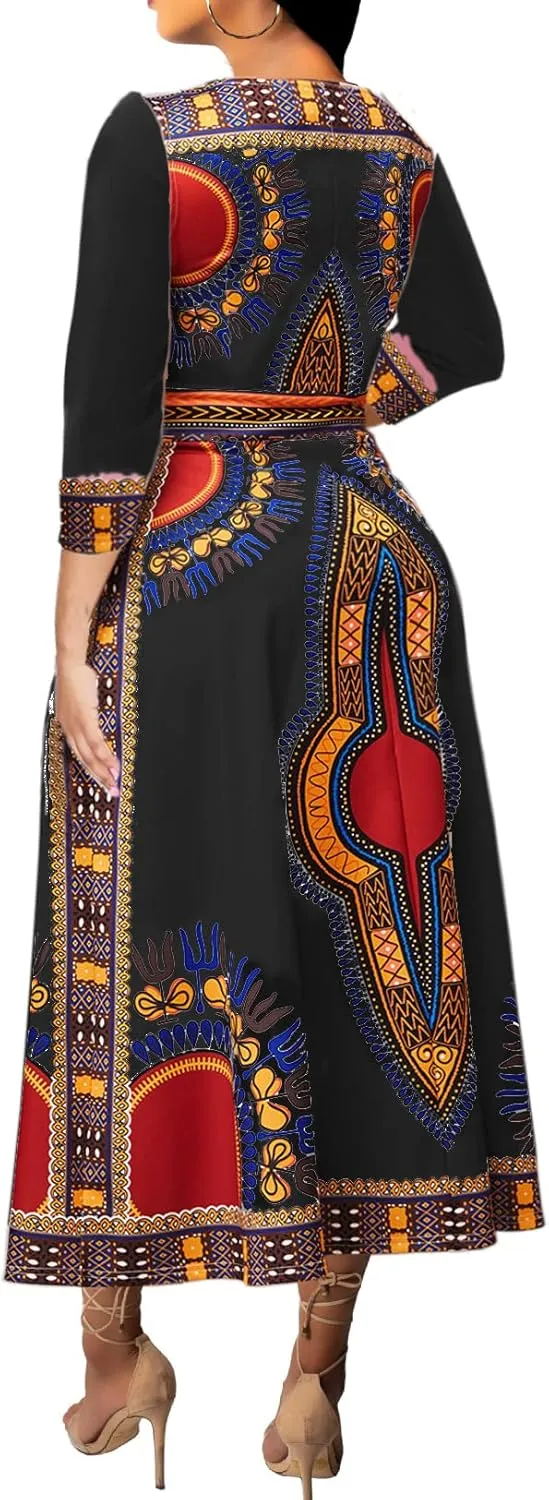 African Long Dresses for Women Elegant Church Dresses Print Maxi Dress High Waist Cocktail Bohemian Vintage Party Outfits