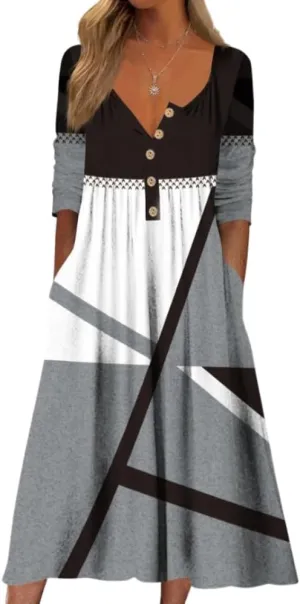 Akivide Women's Button Down V Neck Midi Tshirt Dress Plus Size Boho Summer Short Sleeve Beach Dresses with Pockets 2024
