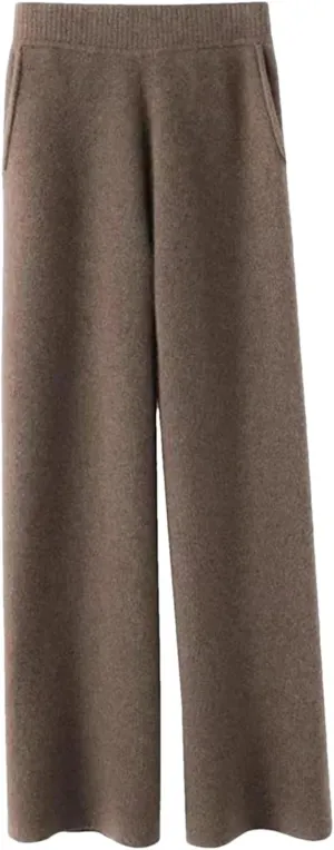 Autumn Winter Cashmere Sweatpants for Women Loose High Waist Wool Wide Leg Pants Womens Casual Straight Trousers