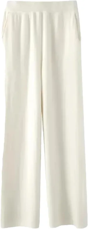 Autumn Winter Cashmere Sweatpants for Women Loose High Waist Wool Wide Leg Pants Womens Casual Straight Trousers