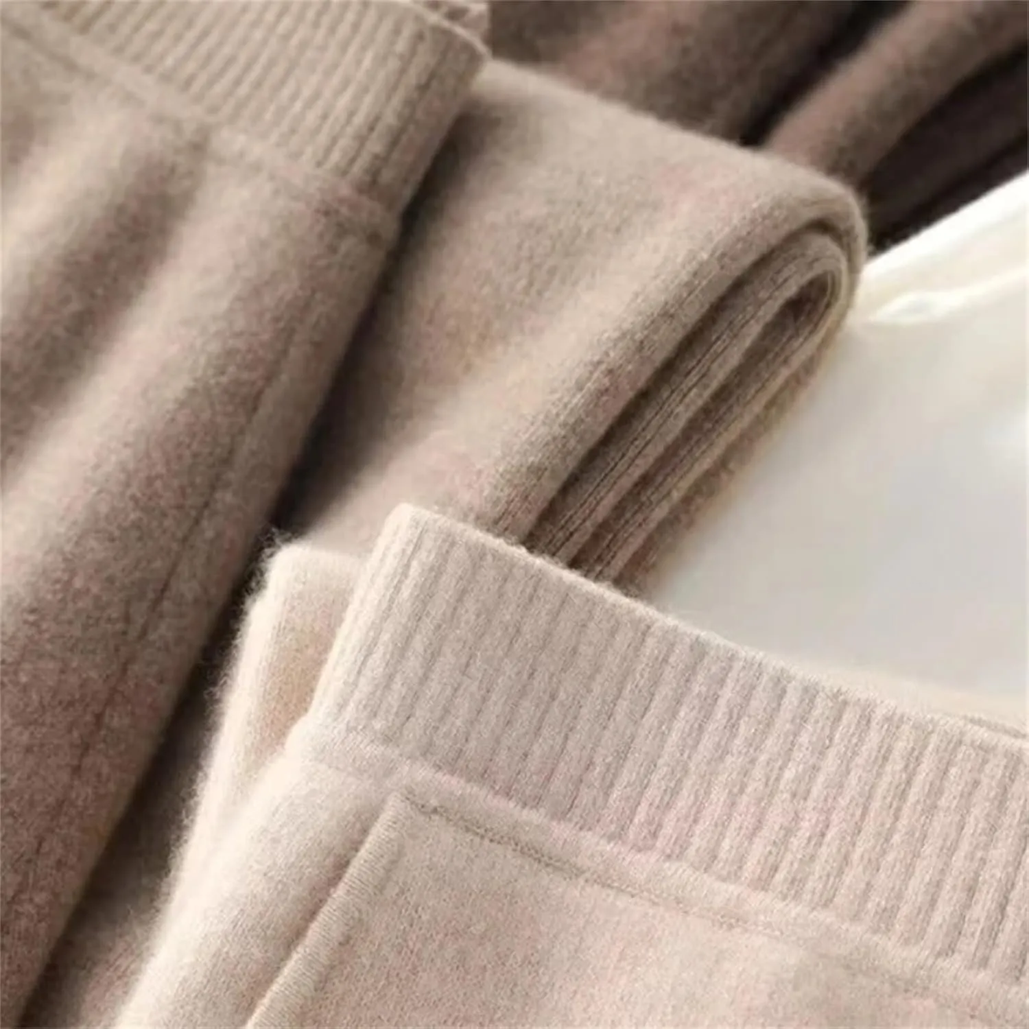 Autumn Winter Cashmere Sweatpants for Women Loose High Waist Wool Wide Leg Pants Womens Casual Straight Trousers
