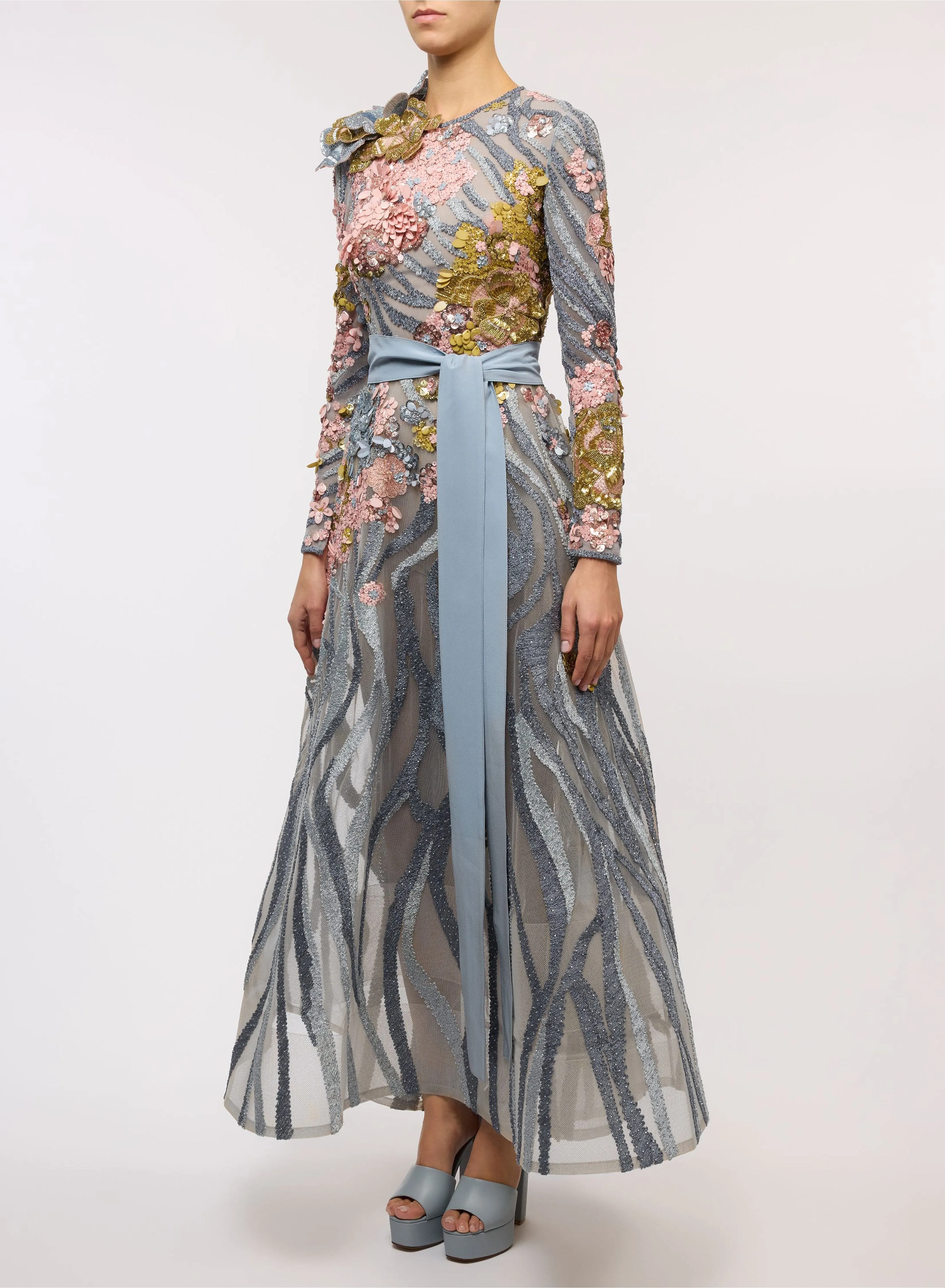 Bead Embroidered Midi Dress