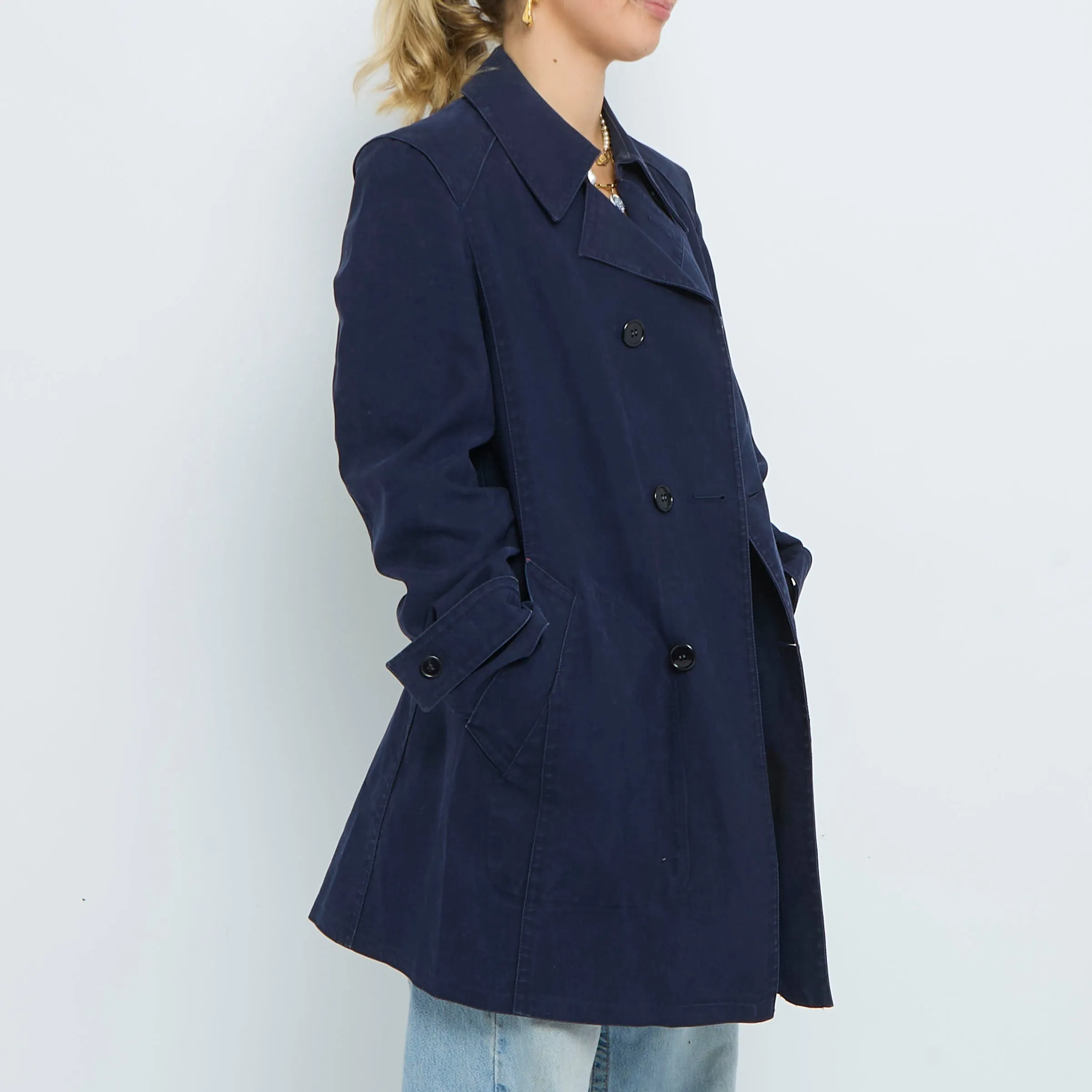 Blue Twill Trench Coat - S