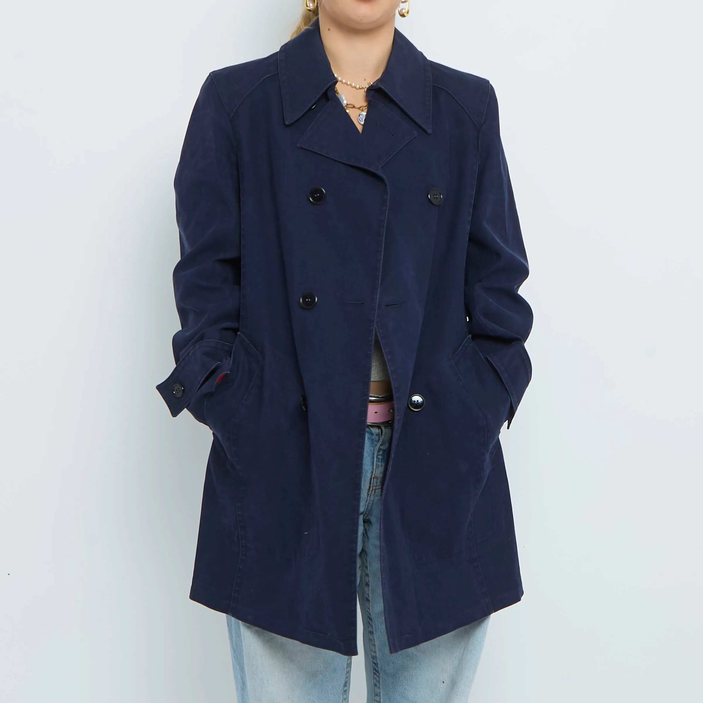 Blue Twill Trench Coat - S