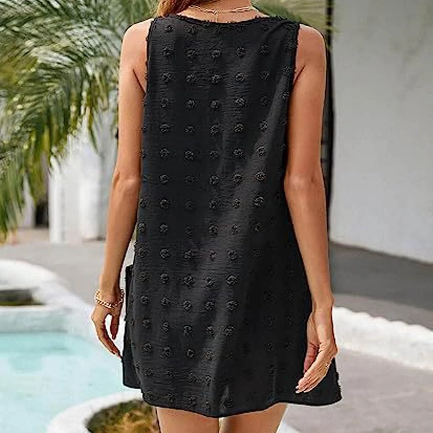 Casual Sundress for Women Summer Beach Sleeveless Dress Oversized Plus Size Dresses Stretch Elastic Outfits