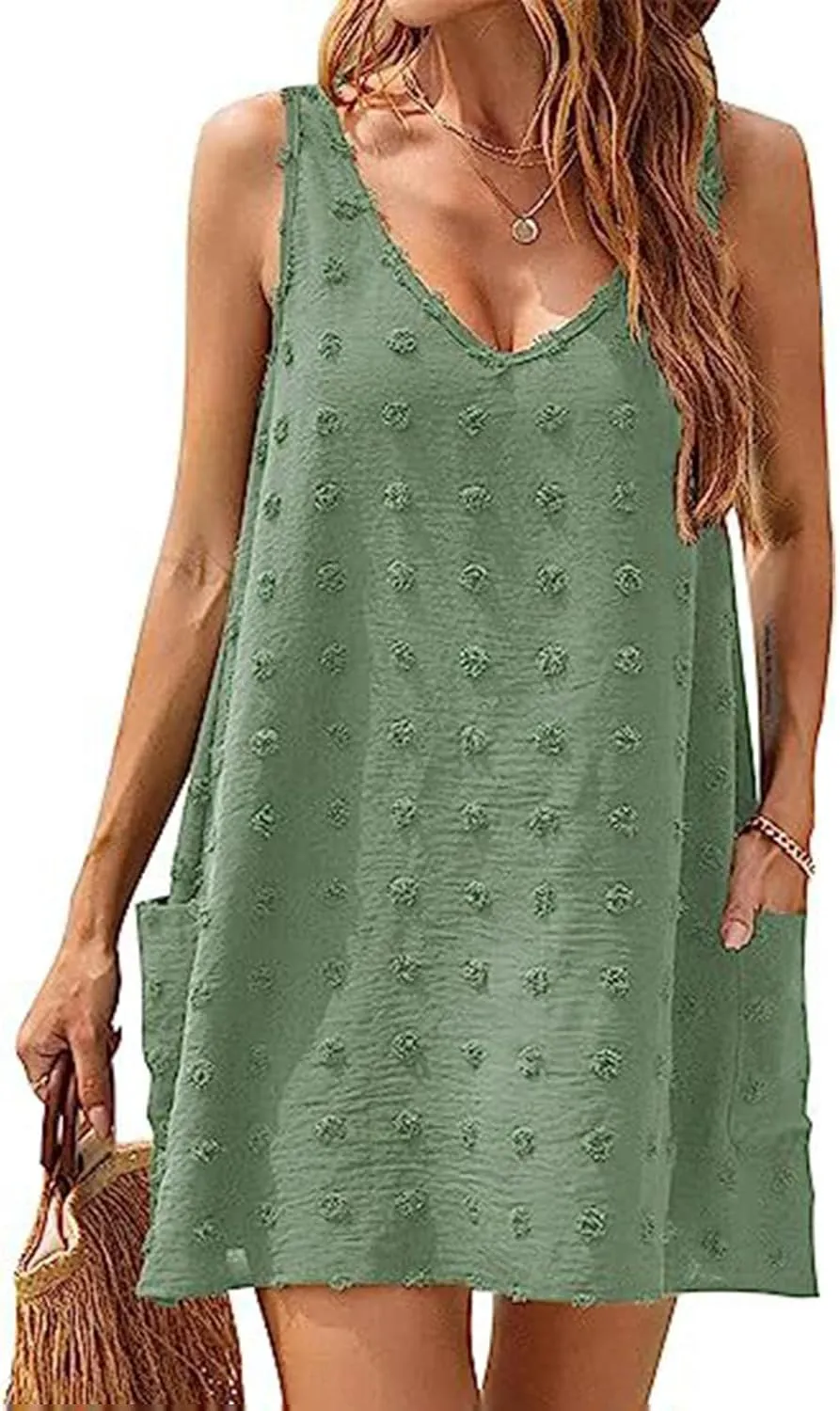 Casual Sundress for Women Summer Beach Sleeveless Dress Oversized Plus Size Dresses Stretch Elastic Outfits
