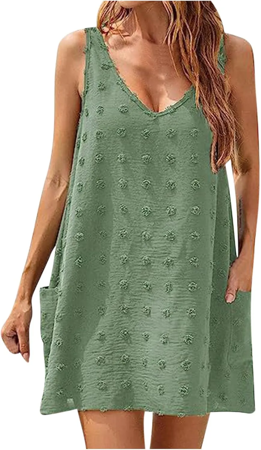 Casual Sundress for Women Summer Beach Sleeveless Dress Oversized Plus Size Dresses Stretch Elastic Outfits