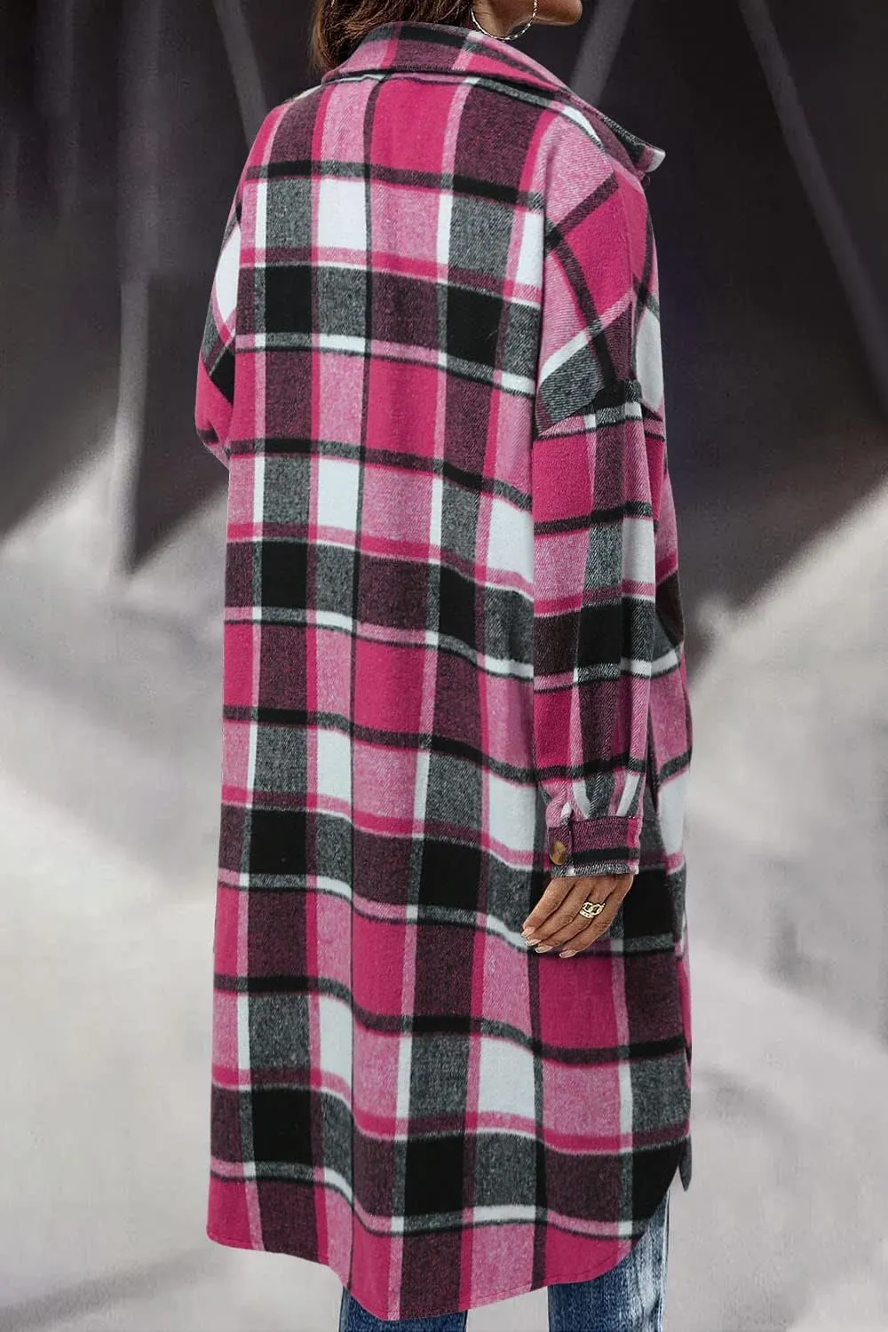 CHICZONE Womens Plaid Shacket Jacket Long Corduroy Shirt Casual Lapel Button Down Flannel Trench Coats