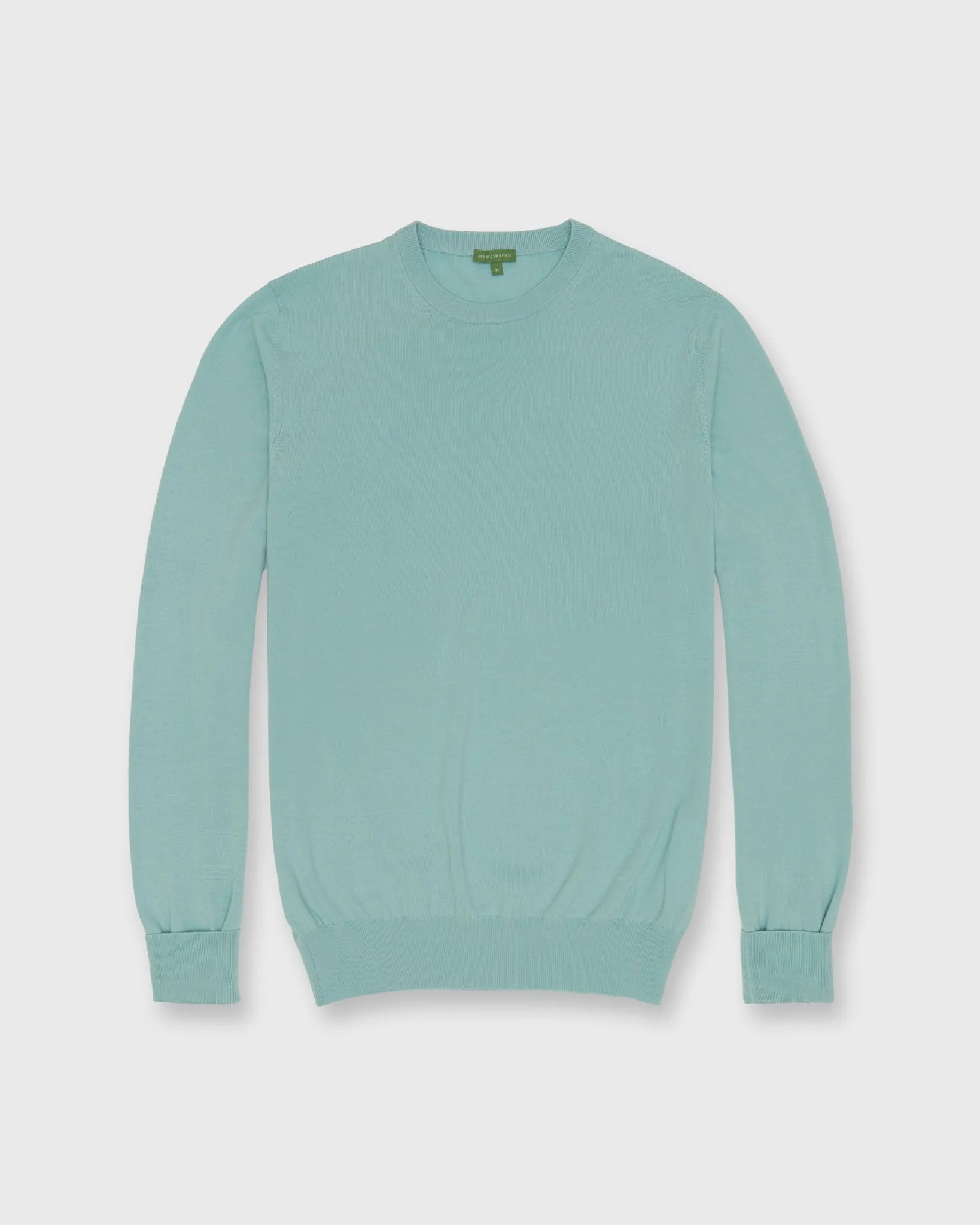 Fine-Gauge Crewneck Sweater in Celadon Escorial Wool