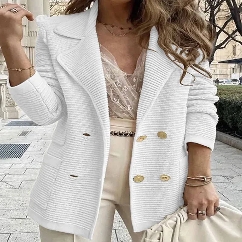 Gaya Blazer  Dubbel Knoopontwerp en Ribstructuur