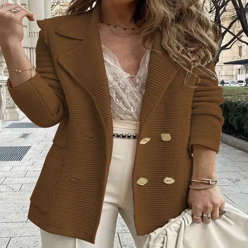 Gaya Blazer  Dubbel Knoopontwerp en Ribstructuur