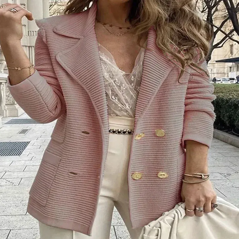 Gaya Blazer  Dubbel Knoopontwerp en Ribstructuur