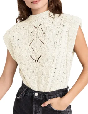 Himosyber Women's Solid Sleeveless Vest Elegant High Neck Stretchable Cap Sleeve Knit Sweater Tops