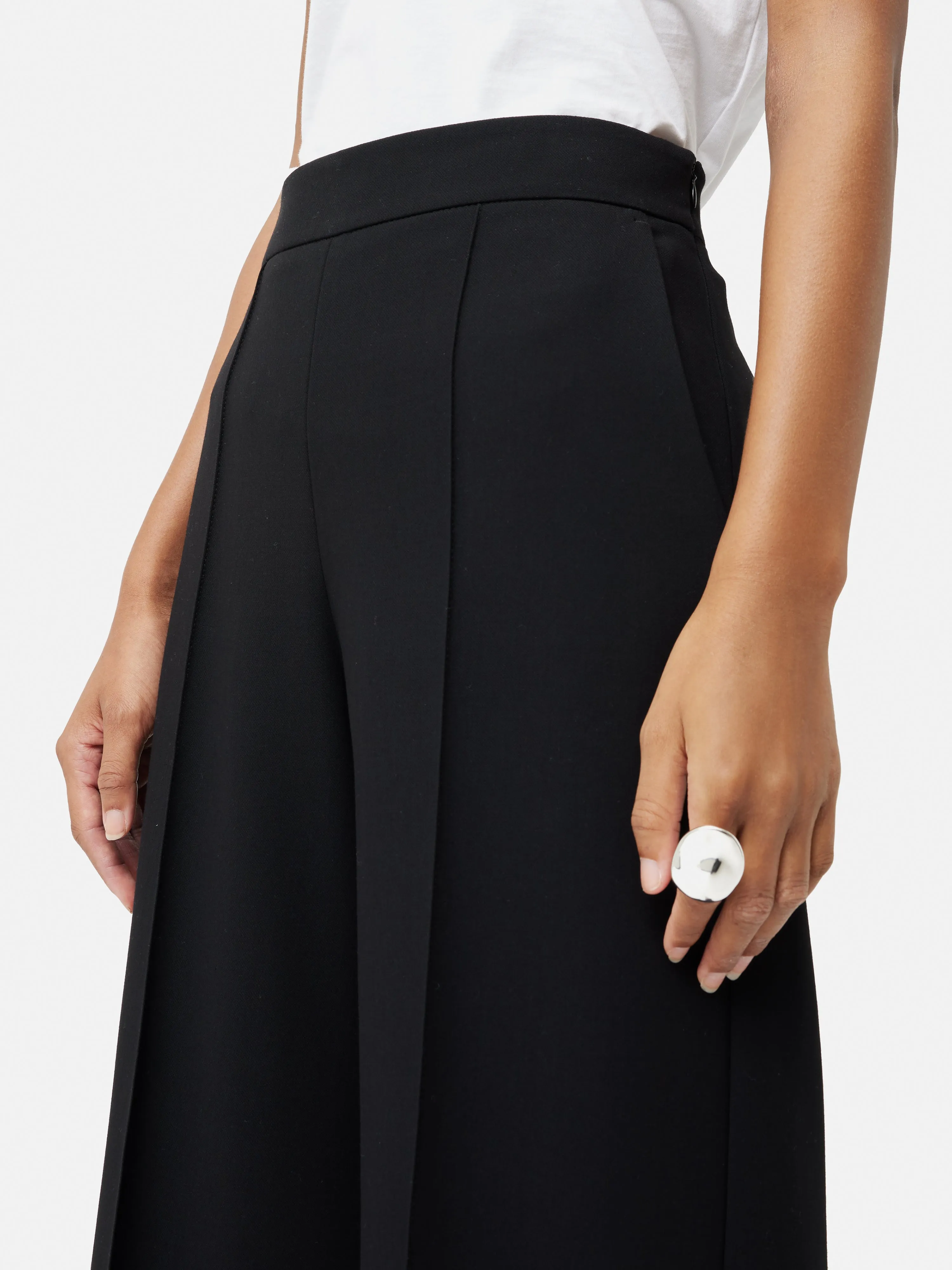 Italian Modern Crepe Sailor Trouser | Black
