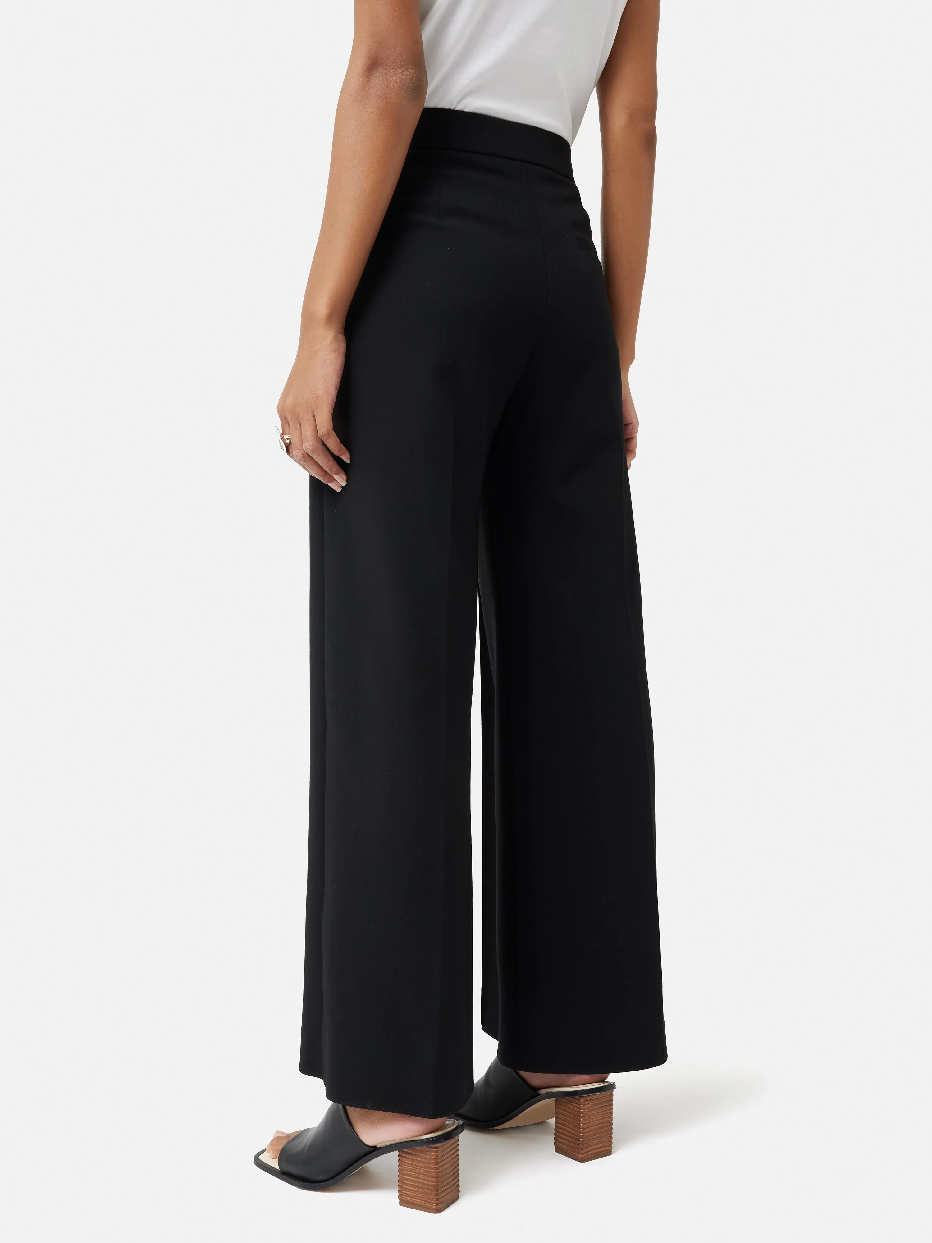 Italian Modern Crepe Sailor Trouser | Black
