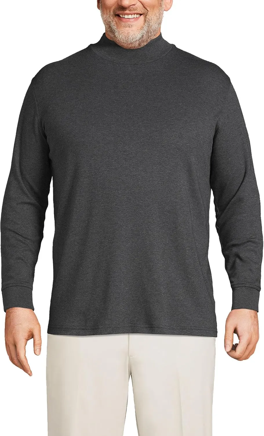 Lands' End Men's American-Grown Supima Cotton Mock Turtleneck Shirt
