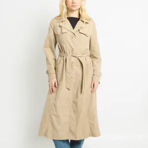 Long Trench Coat With Pocket Accents - UK 12