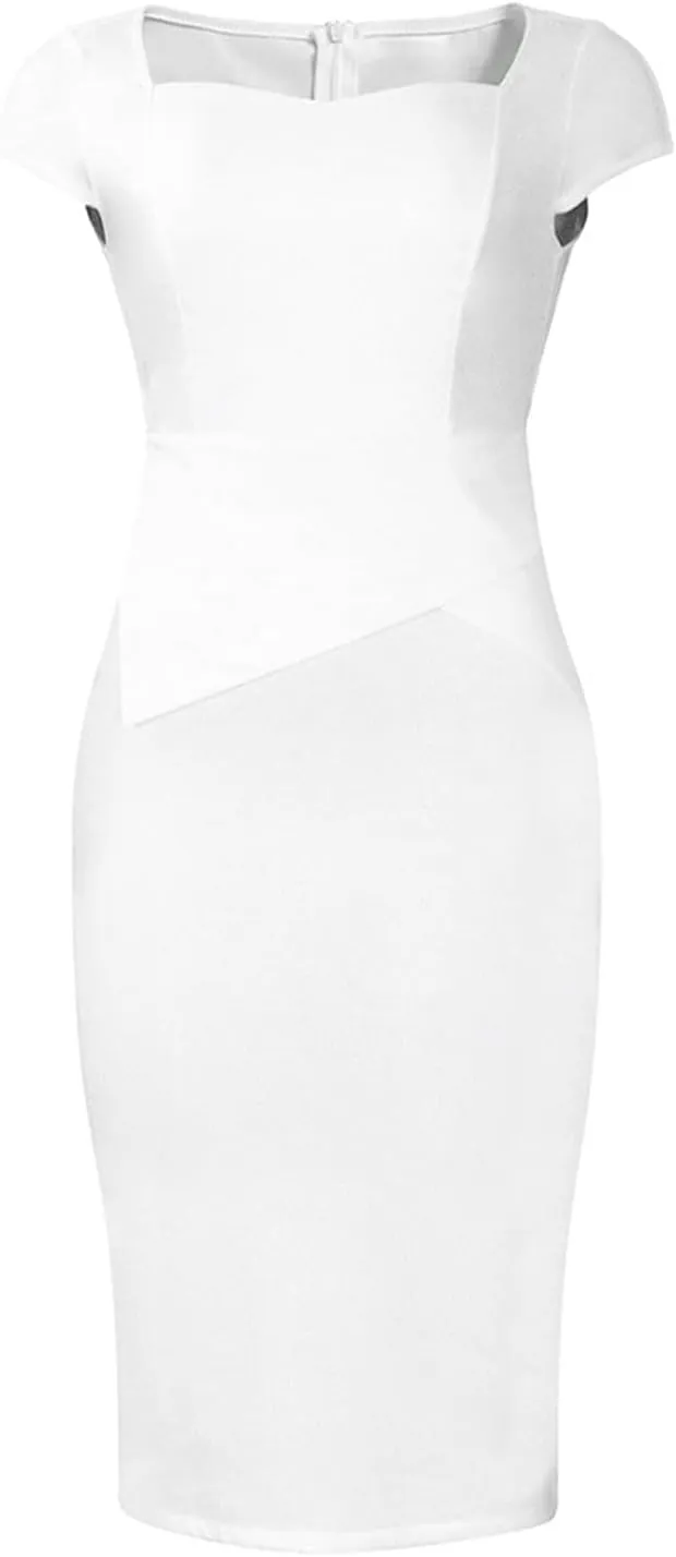 Madam Uniq Women Pencil Dress Plus Size Elegant Business Work Office Dresses Midi Casual Cocktail Bodycon