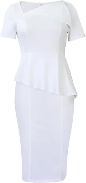 Madam Uniq Women Short Sleeve Pencil Dress Plus Size Elegant Business Work Office Dresses Midi Casual Cocktail Bodycon