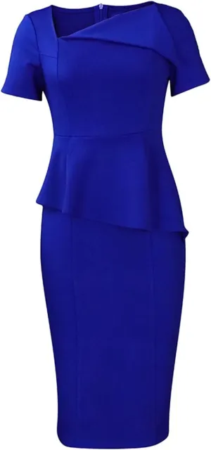 Madam Uniq Women Short Sleeve Pencil Dress Plus Size Elegant Business Work Office Dresses Midi Casual Cocktail Bodycon