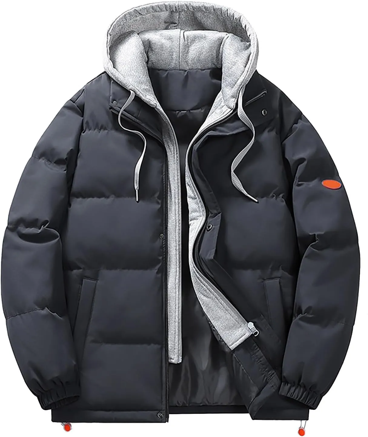 Men's Down Jacket Detachable Hood Lightweight Winter Jacket Down Cotton Coat Winter Quilted Padded Jacket Snow