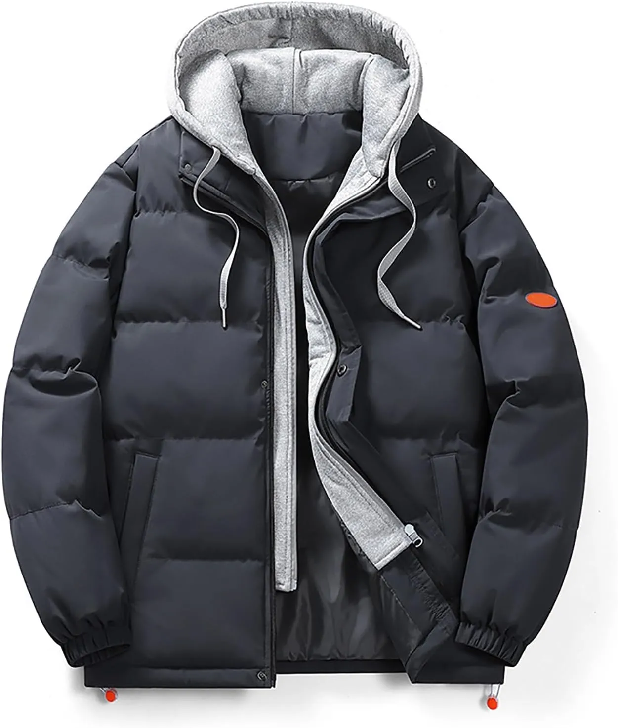Men's Down Jacket Detachable Hood Lightweight Winter Jacket Down Cotton Coat Winter Quilted Padded Jacket Snow