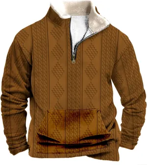Men'S Zip Up Sweatshirts For Fashion Long Sleeve Stand Collar Casual Fit Quarter Zip Pullover Sweaters