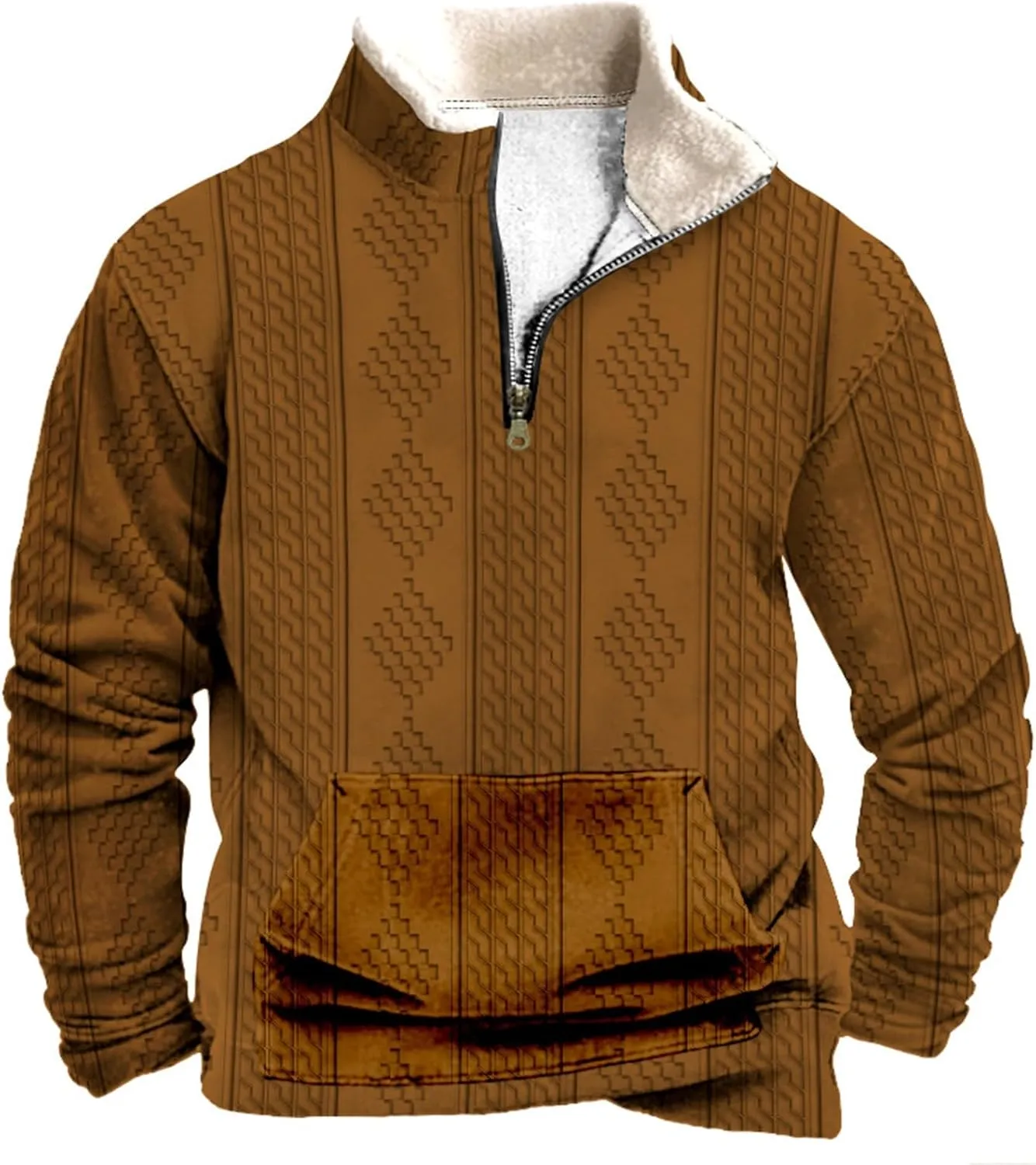 Men'S Zip Up Sweatshirts For Fashion Long Sleeve Stand Collar Casual Fit Quarter Zip Pullover Sweaters