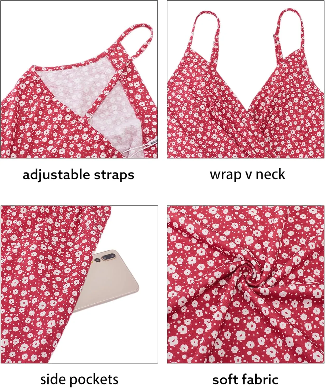 Newshows Women's Summer Dress 2025 Spaghetti Strap Sleeveless V Neck Casual Swing Sundress with Pockets