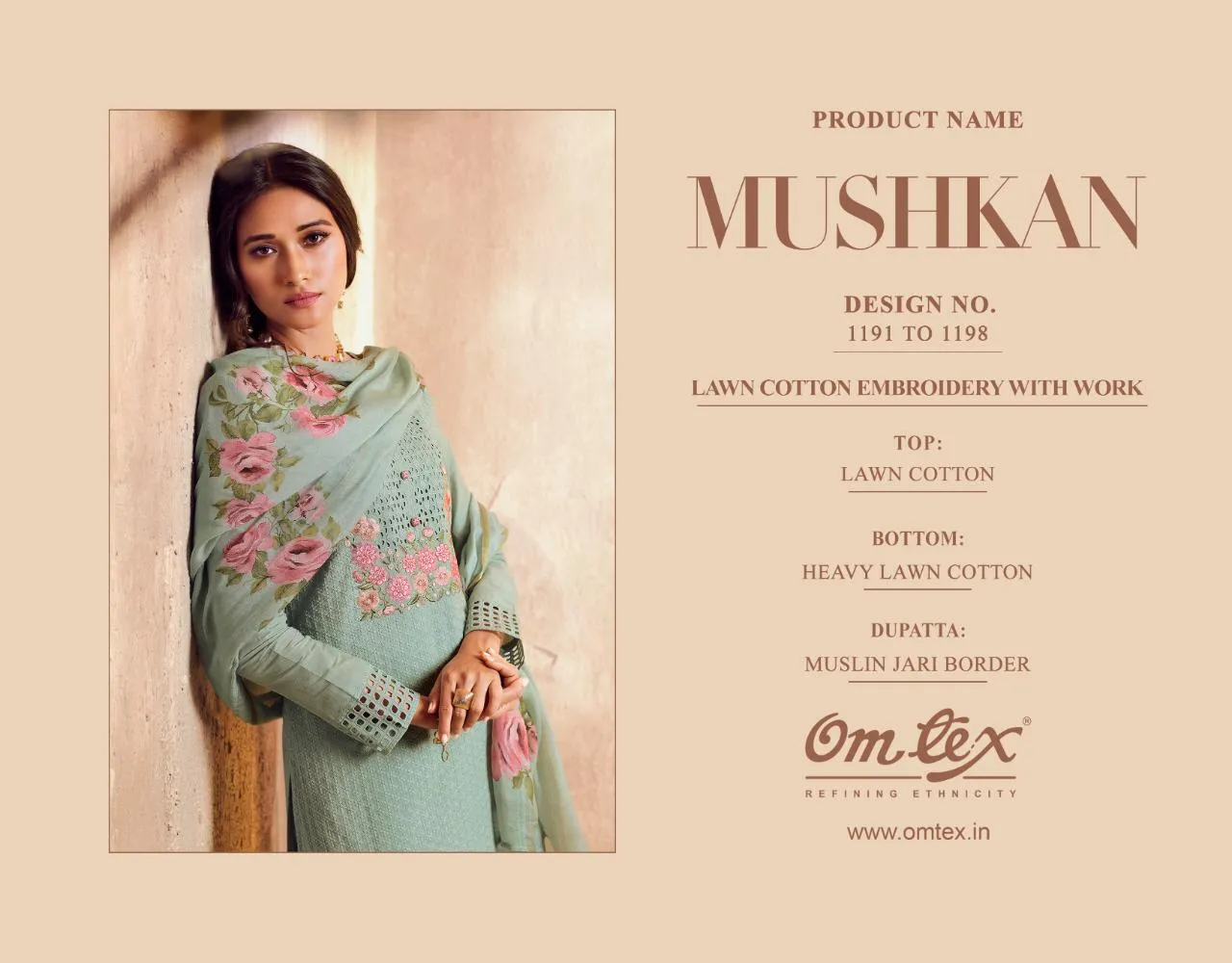 Omtex Presents Mushkan Pure Lawn Cotton Casual Wear Salwar Suits