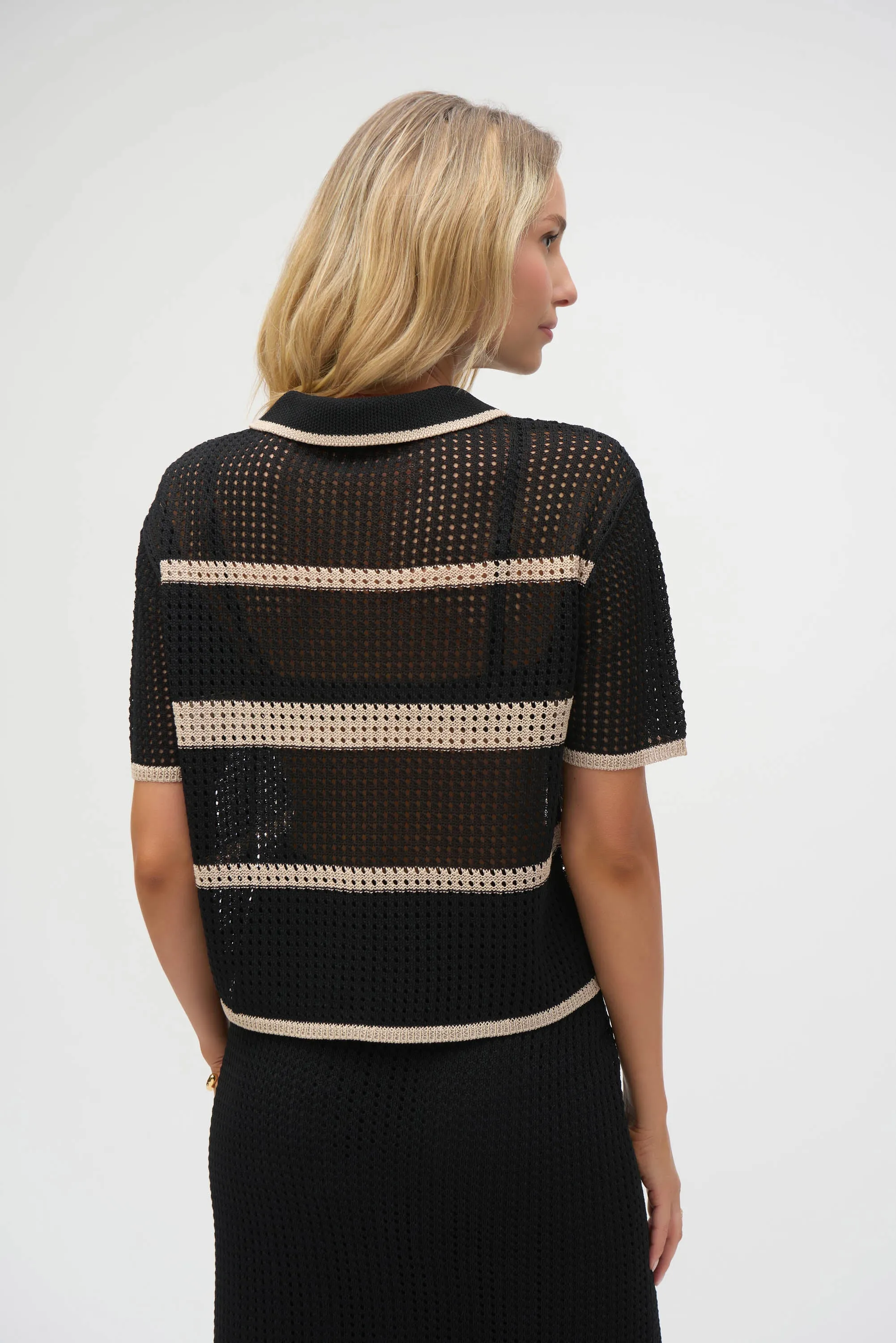 Open Knit Stitch Stripe Sweater