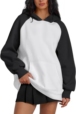 Oversized Hoodies Pullover for Women Casual Long Sleeve Fleece Athletic Polo Tops Fashion Solid Color Y2k Sweatshirts