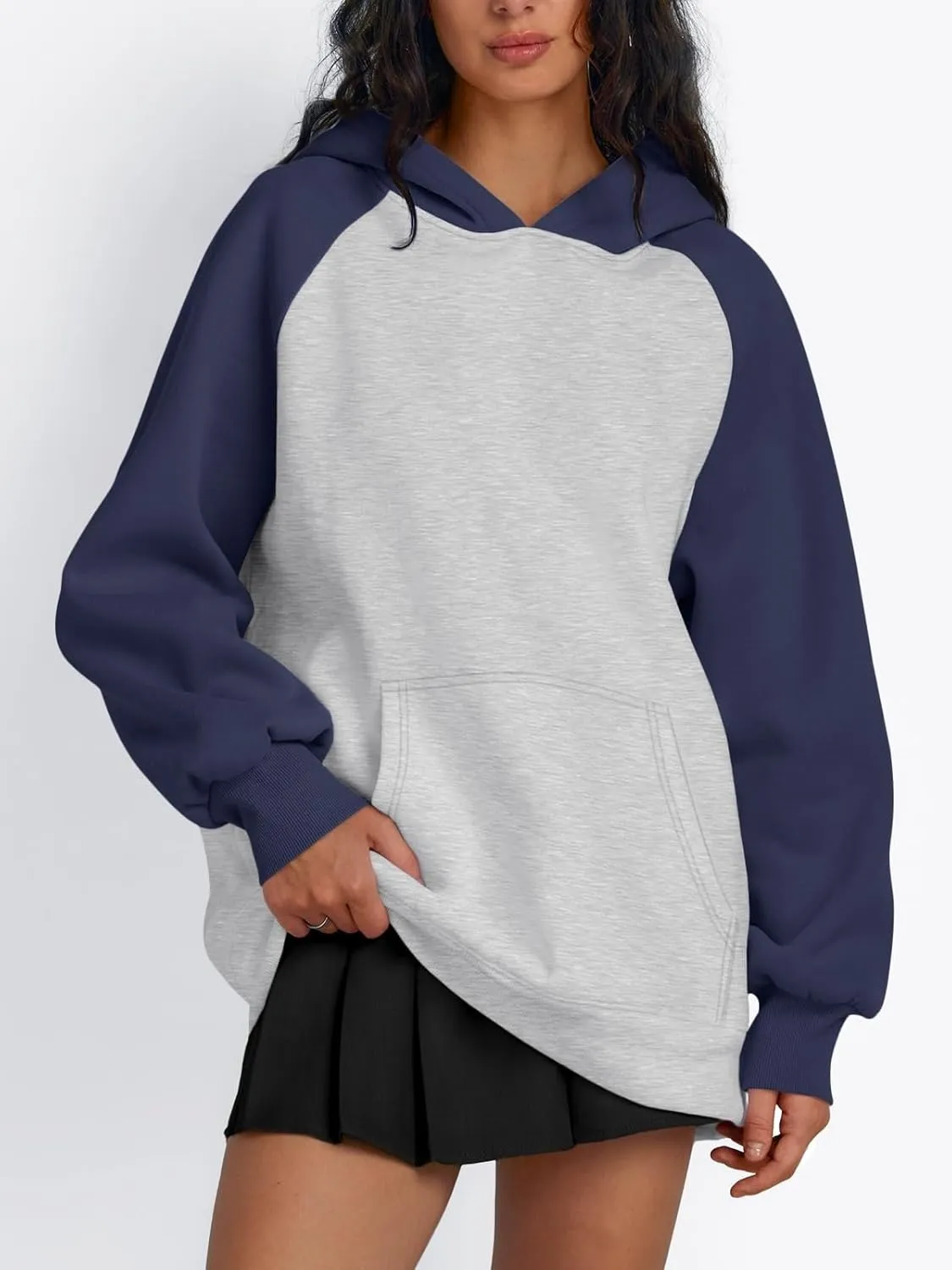 Oversized Hoodies Pullover for Women Casual Long Sleeve Fleece Athletic Polo Tops Fashion Solid Color Y2k Sweatshirts