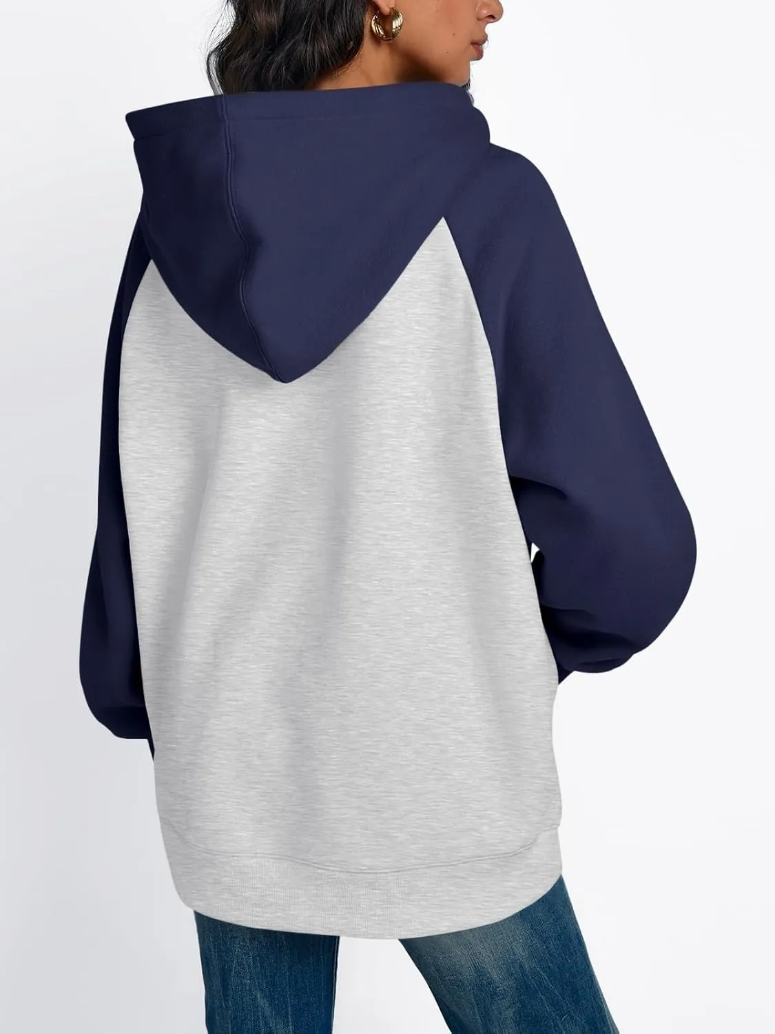 Oversized Hoodies Pullover for Women Casual Long Sleeve Fleece Athletic Polo Tops Fashion Solid Color Y2k Sweatshirts