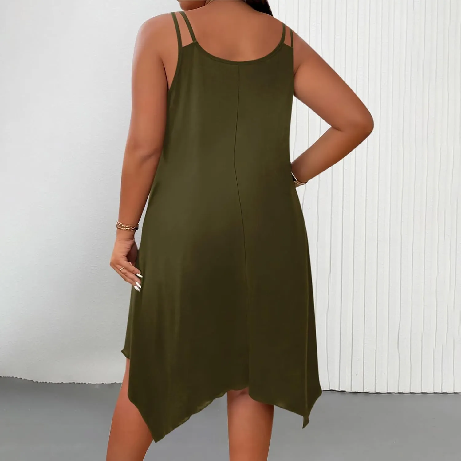 Plus Size 2025 Summer Dresses for Women Sexy Off The Shoulder Cami Dress Holiday Beach Loose Fit Dress Irregular Hem