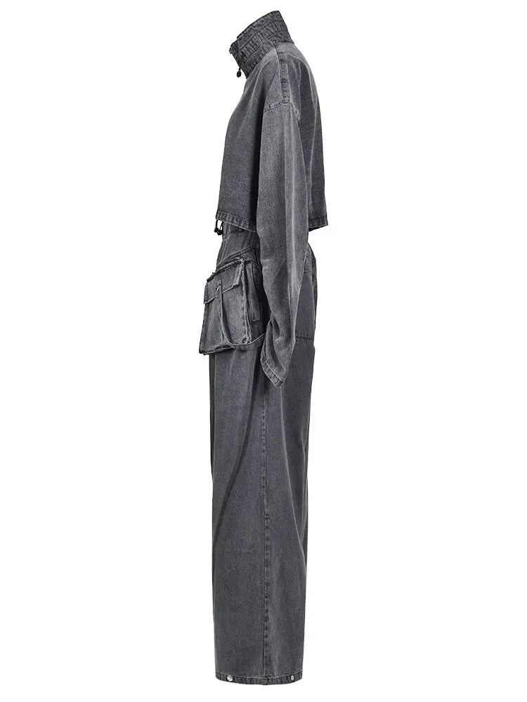 Pre Order:  Denim Sweater Wide Leg Pants Set