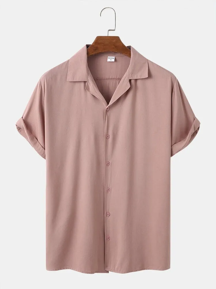 Skin Colour Men's Casual Wear Cotton Blend Plain Shirt