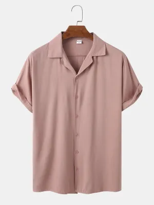 Skin Colour Men's Casual Wear Cotton Blend Plain Shirt