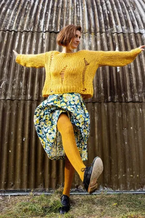 Summer Mustard Cotton Tights