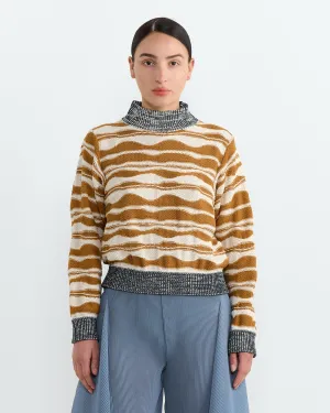 Wave Knit Jumper in Rust Beige Mountain Waves