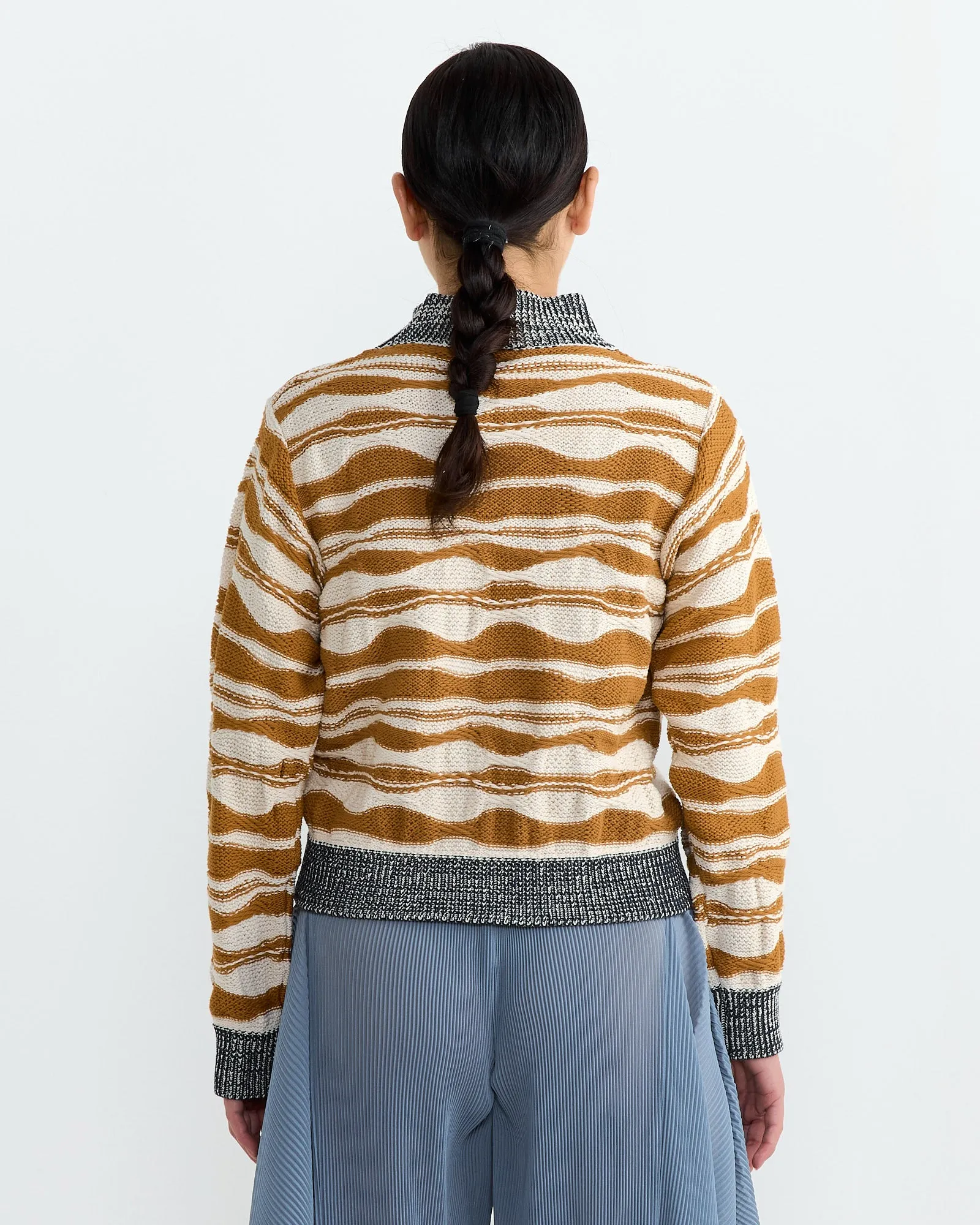 Wave Knit Jumper in Rust Beige Mountain Waves