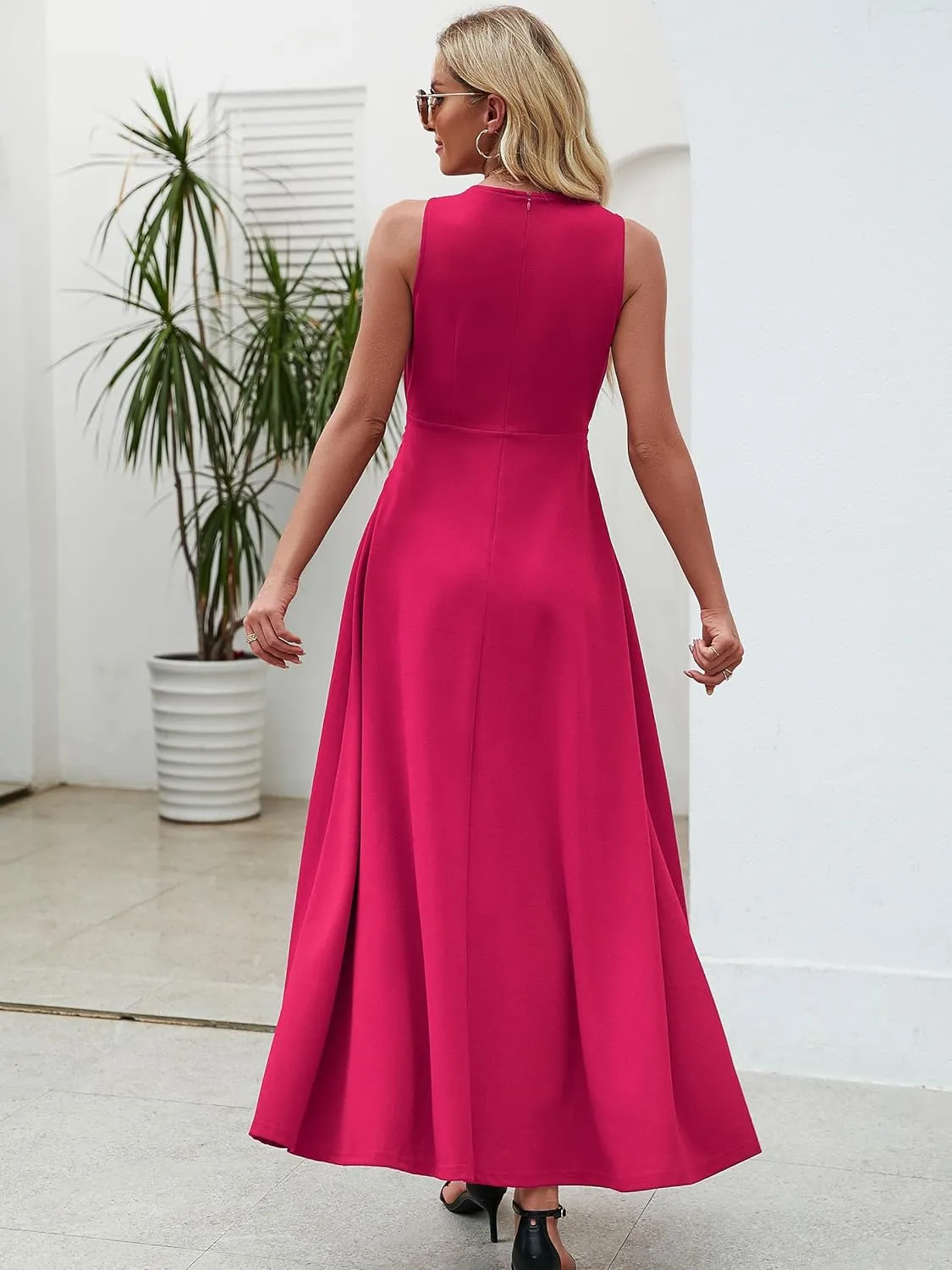 Wedding Guest Dresses for Women 2025 V Neck Formal Dresses for Women Sleeveless Evening
