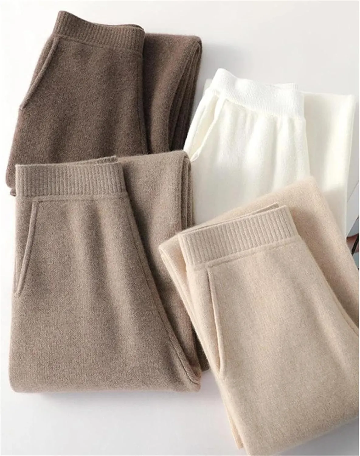 Women Cashmere Pant Autumn Winter Ladies Fashion Wide Leg Trousers Female Casual High Waist Wool Straight Pants