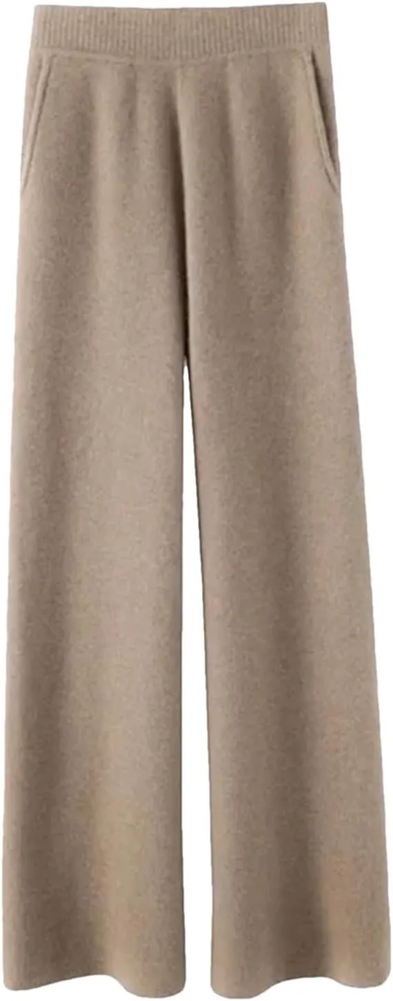Women Cashmere Pant Autumn Winter Ladies Fashion Wide Leg Trousers Female Casual High Waist Wool Straight Pants