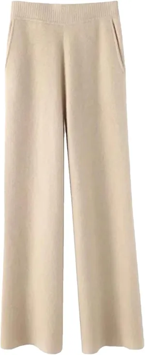 Women Cashmere Pant Autumn Winter Ladies Fashion Wide Leg Trousers Female Casual High Waist Wool Straight Pants