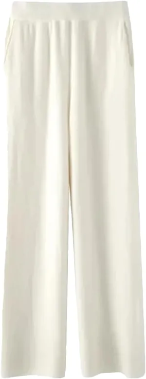 Women Cashmere Pant Autumn Winter Ladies Fashion Wide Leg Trousers Female Casual High Waist Wool Straight Pants