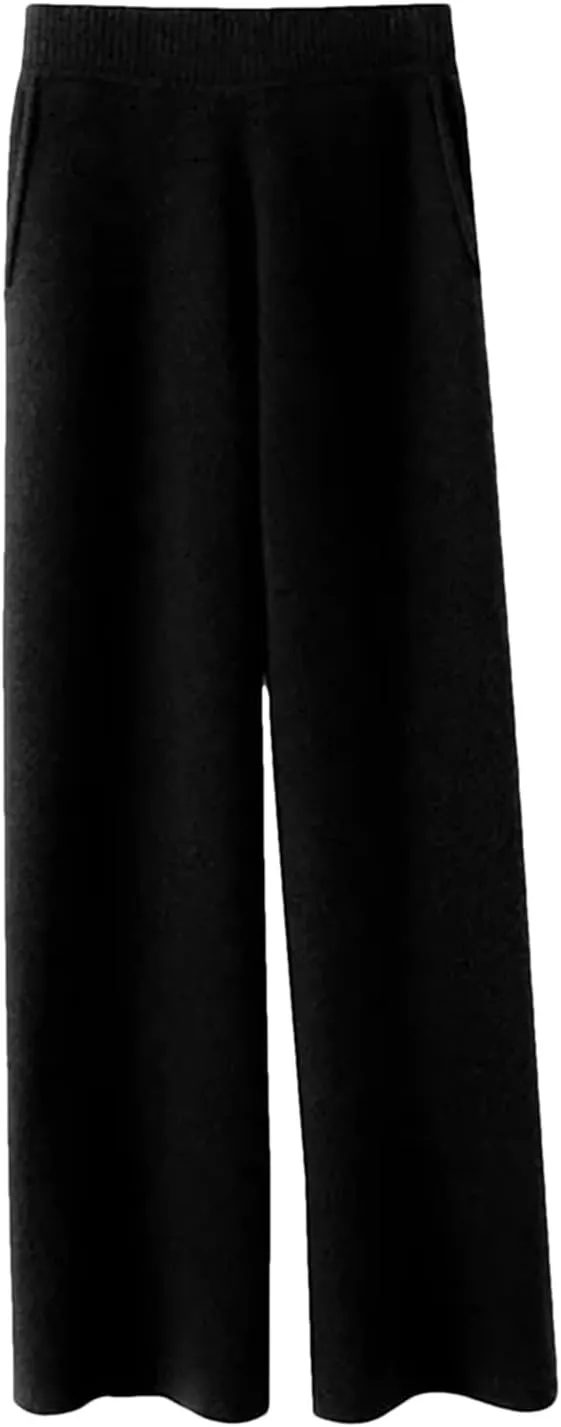 Women Cashmere Pant Autumn Winter Ladies Fashion Wide Leg Trousers Female Casual High Waist Wool Straight Pants