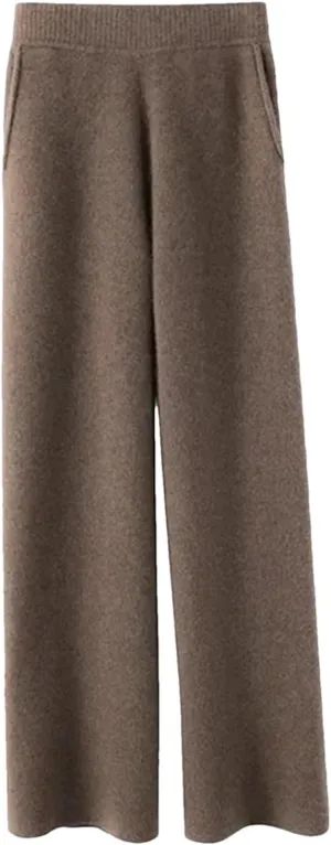 Women Cashmere Pant Autumn Winter Ladies Fashion Wide Leg Trousers Female Casual High Waist Wool Straight Pants