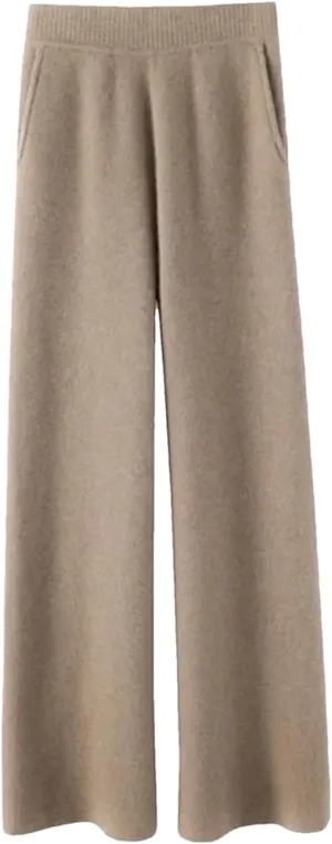 Women Cashmere Pant Autumn Winter Ladies Fashion Wide Leg Trousers Female Casual High Waist Wool Straight Pants