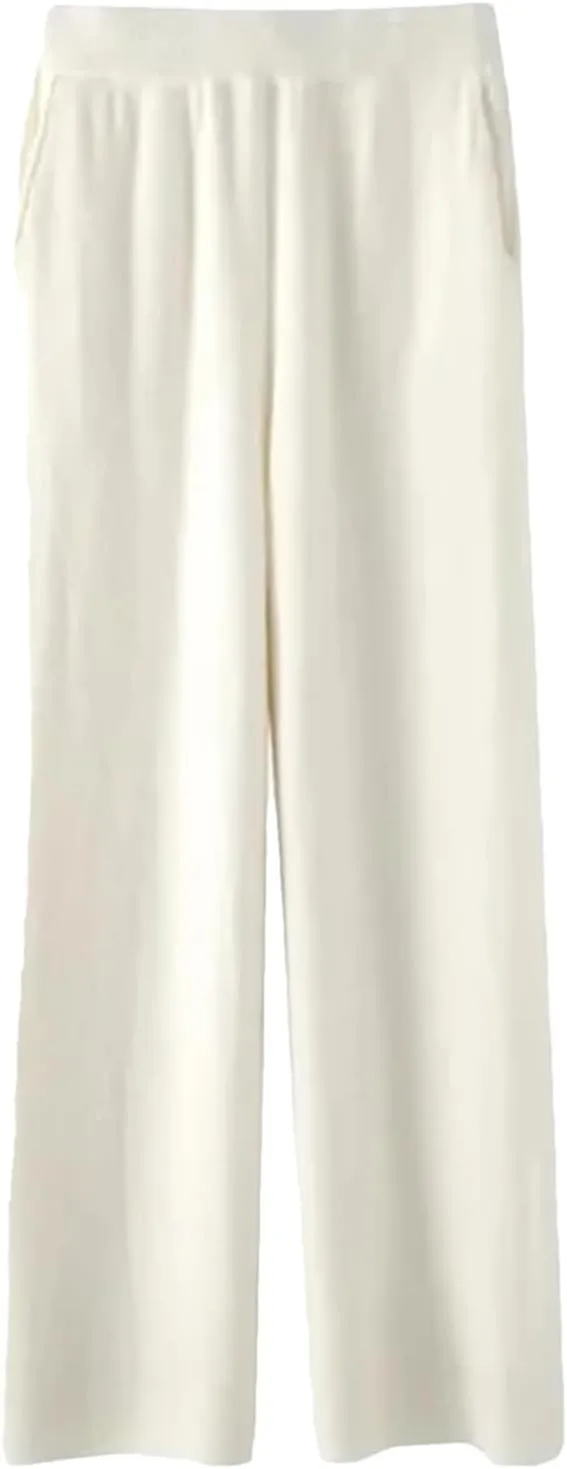 Women Cashmere Pant Autumn Winter Ladies Fashion Wide Leg Trousers Female Casual High Waist Wool Straight Pants